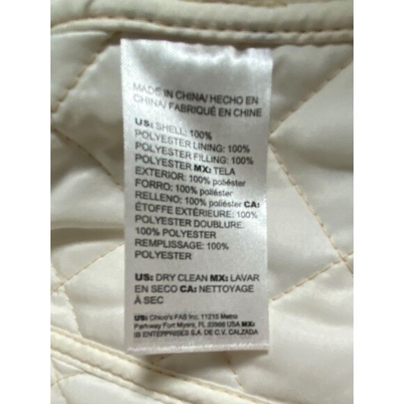 Chico's Womens Quilted Jacket Coat Pockets Gold Tiger Print Size 1 (M/8) - Picture 3 of 11